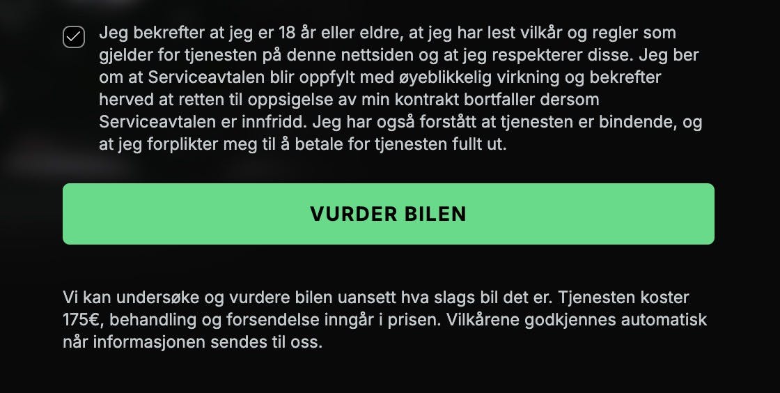 Slik kan vilkårene se ut.